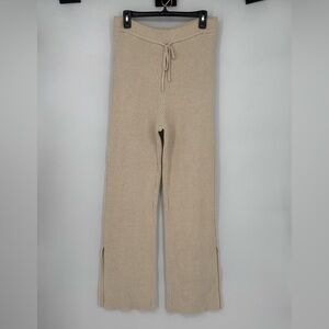 Mon Renn Beige Ribbed Knit Pants size Large